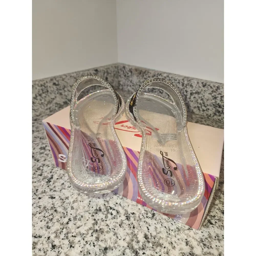 Super Jack Clear Rhinestone Cheetah Print Sandals